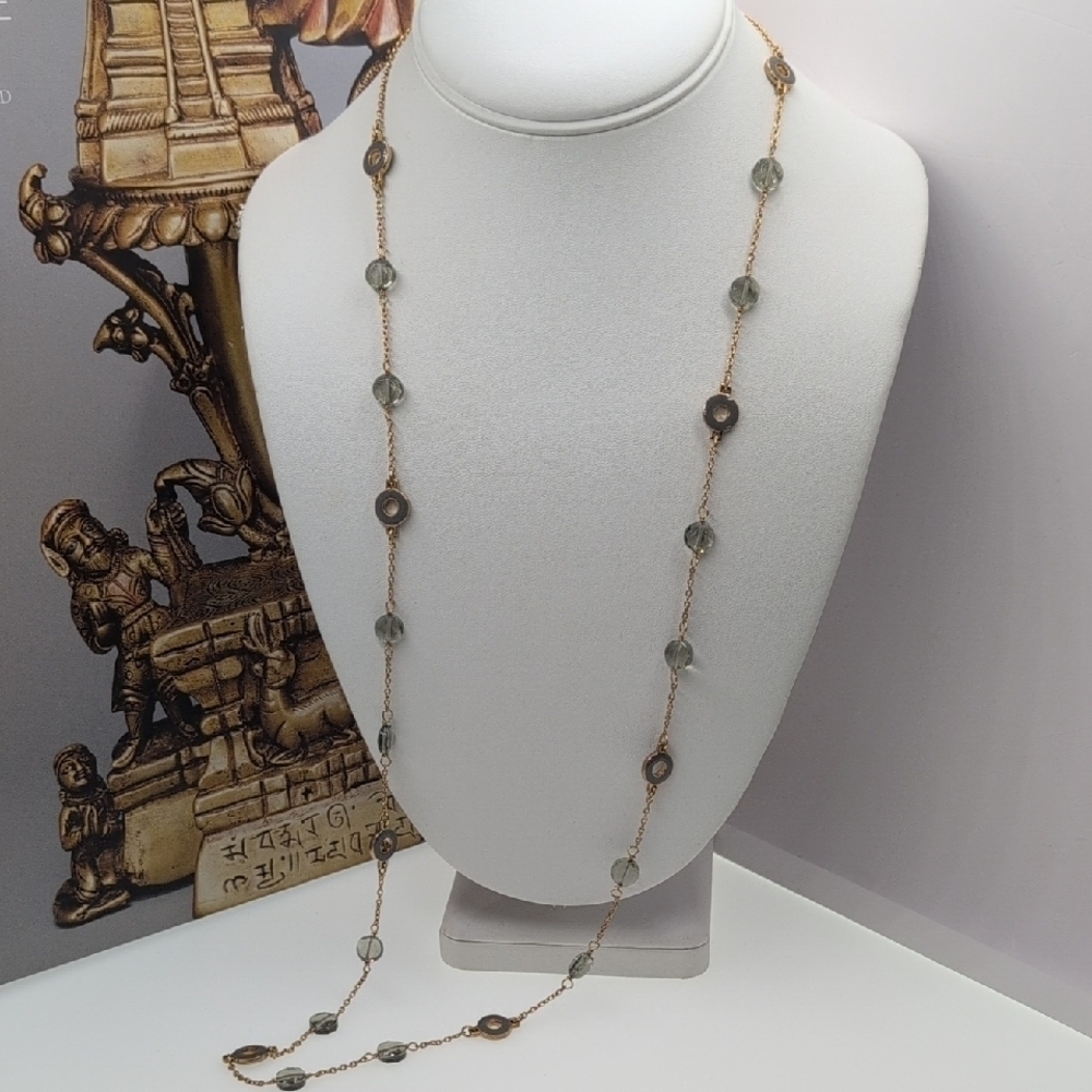 J. Crew Gold and Gray Necklace with Vintage Charm